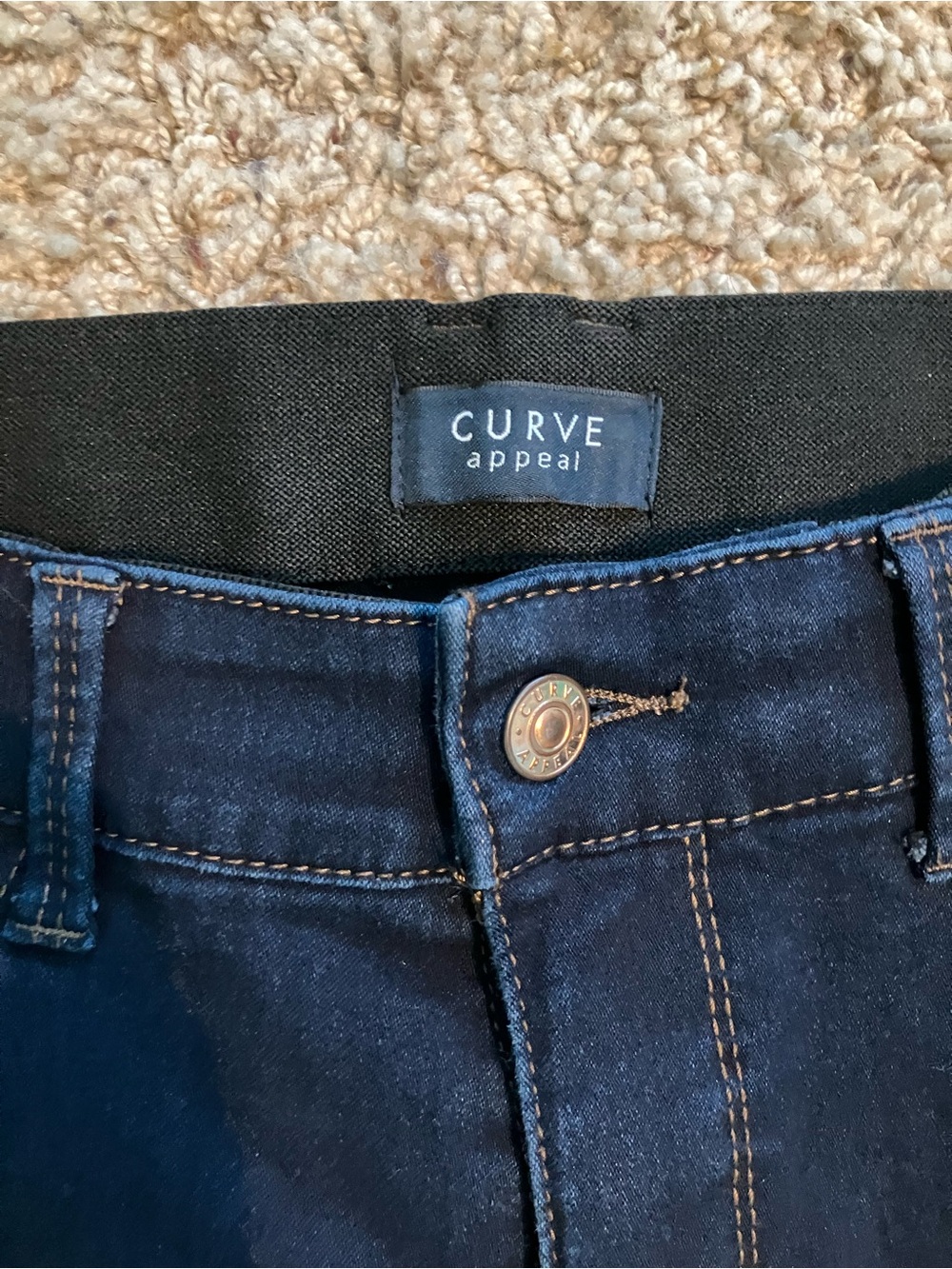 Price ✂️ - Curve Appeal Navy Stretch Skinny Jeans - Picture 2 of 4